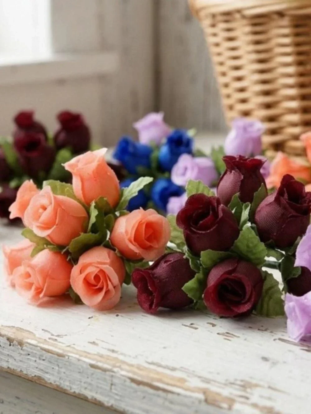 144 Poly Rose Buds Miniature Poly Roses 12 Bunches Favor and Craft Decorating